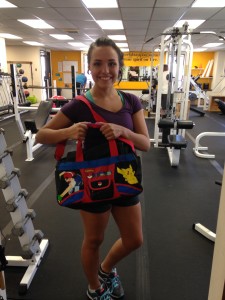 Look at Abby with her Pokemon gym bag! :) 